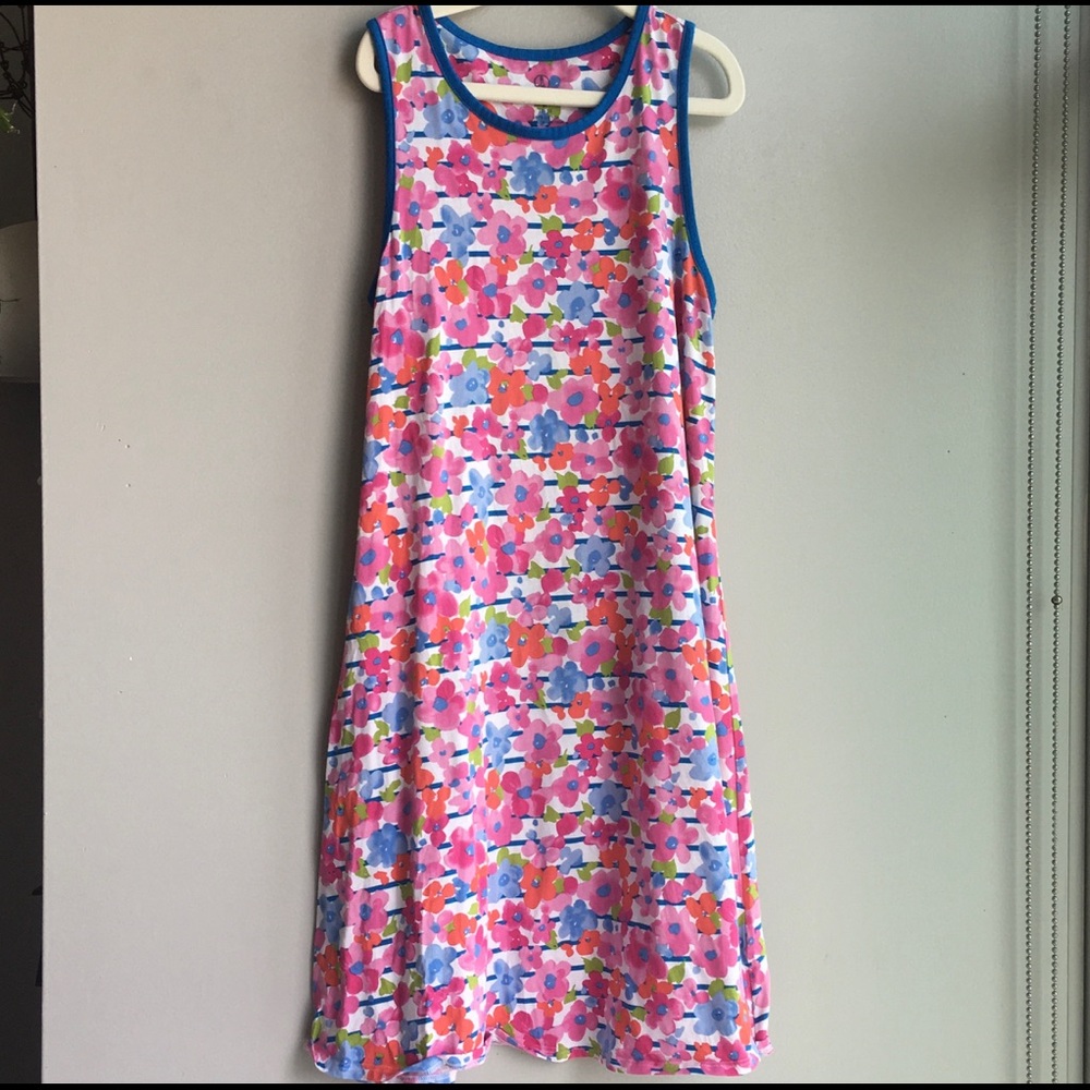 LAND’S END floral t-shirt knit tank dress